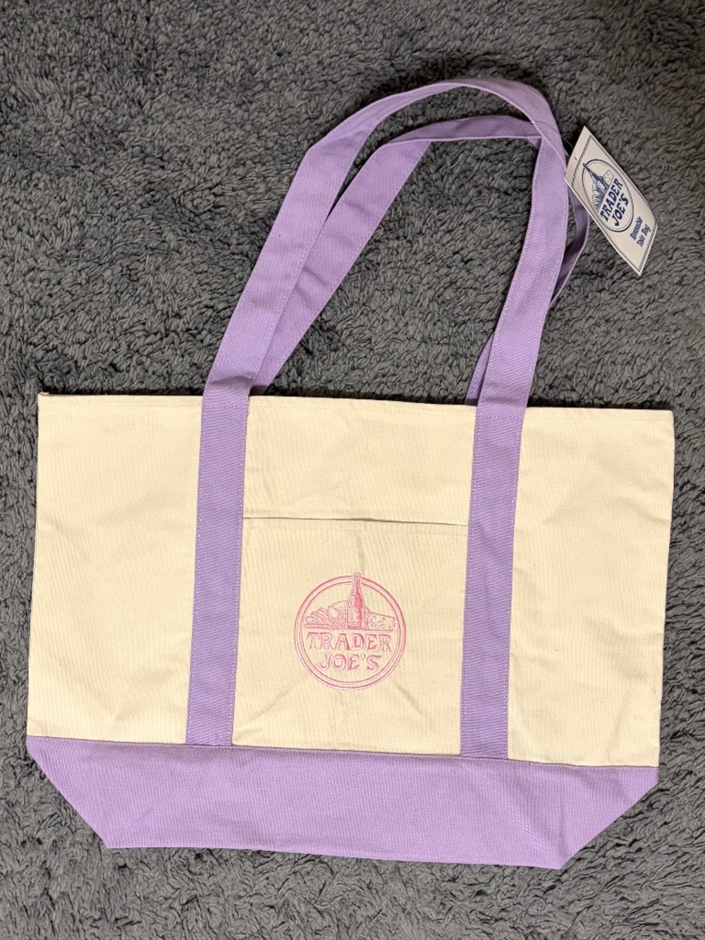 Trader Joe's Large Lavender Canvas Tote Bag - Picture 3 of 11